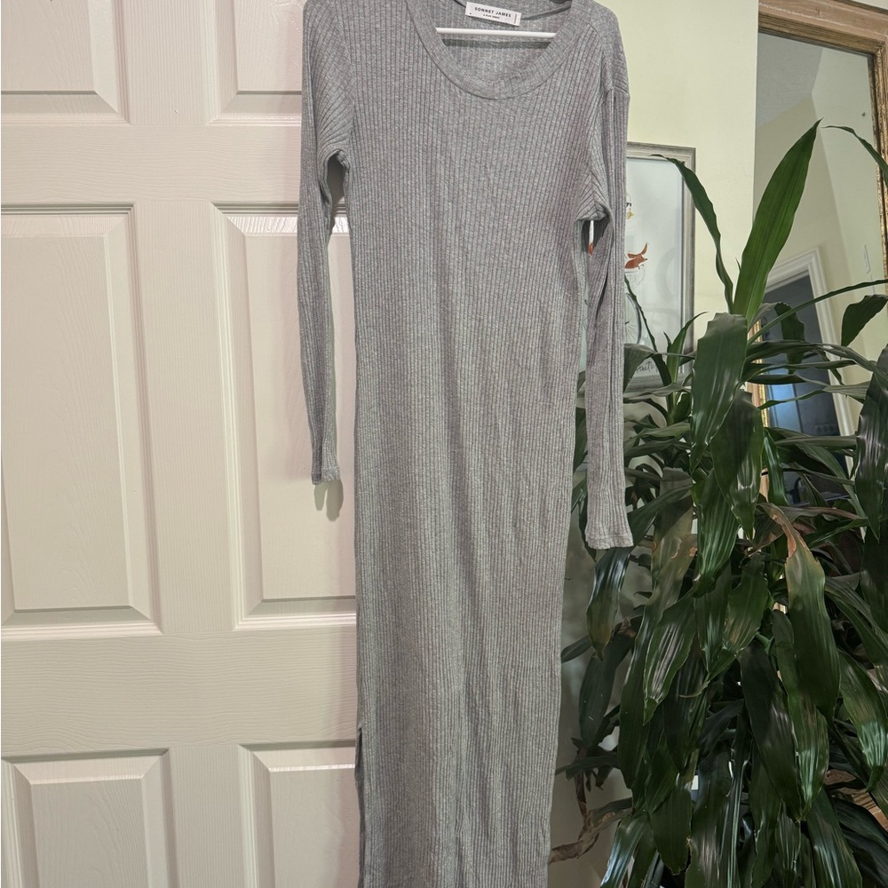 Gray Ribbed Maxi Dress